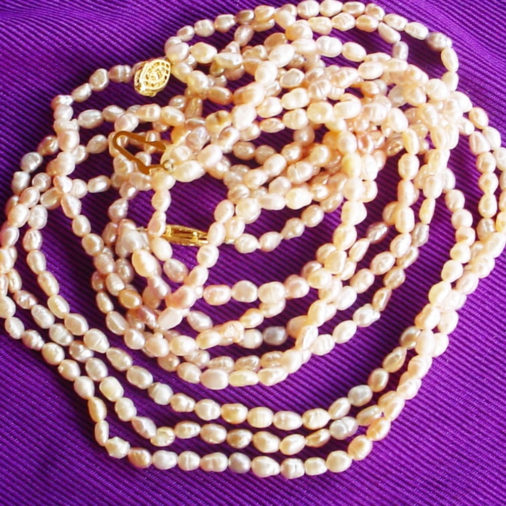 Fresh Water Peach Color Baroque Pearl Set